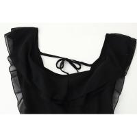 Vestido elegante con volantes y espalda descubierta para mujer, cuello oblicuo, sin mangas, con cordones, dobladillo irregular, largo hasta el suelo, vestidos para mujer de primavera - details 10