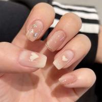 Uñas postizas de cobertura total, elegantes, rosas degradadas, moradas francesas, 24 piezas - details 3