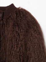 TRAFZA, chaqueta de invierno con cuello redondo de punto con efecto de piel sintética para mujer, abrigo de manga larga con un solo pecho y temperamento elegante para mujer - details 6