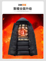 Chaqueta larga de plumón para hombre, de oro negro, chaqueta de algodón cálida con capucha de invierno enroscada - details 6