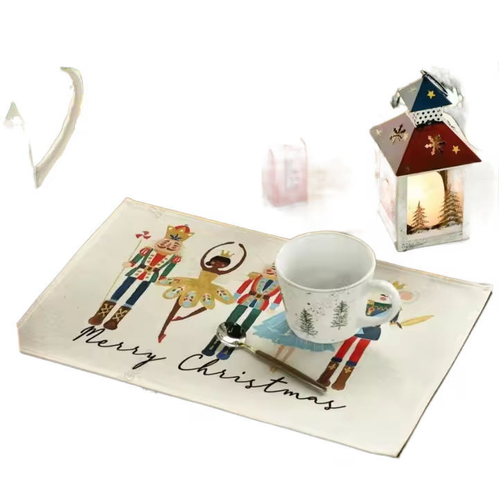 Manteles Individuales navideños de Cascanueces suaves, duraderos, a prueba de arrugas, manteles de mesa navideños, mantel elegante sin encoger, 4 Uds. - 1
