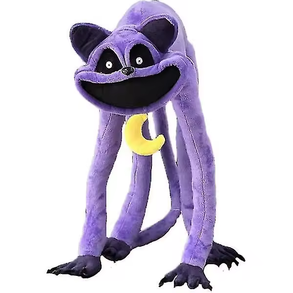 Gato Sonriente de Peluche, Monstruo Durmiente de Peluche de 17.7 pulgadas, Gato Morado de Boca Grande, Lindo Juguete de Peluche, Regalo Creativo - 1