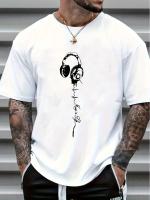 Camisetas de manga corta con estampado musical para hombre, cómodas camisetas informales elásticas con cuello redondo, ropa para hombre - details 6