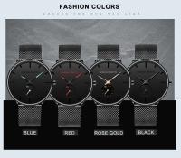 Reloj de Acero Inoxidable Impermeable de Diseño Sencillo Automático, Correa de Cuero, Marca Superior, Elegante para Hombres - details 3