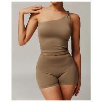 Top de Hombro Corto Deportivo de Moda para Mujeres Ropa Deportiva Elástica con Cuello Redondo - details 13