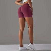 Crossover mujeres deporte gimnasio entrenamiento correr cintura alta Yoga Push Up cadera sin costuras Fiess Shorts - details 58