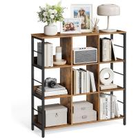 Estantería de Almacenamiento de 3 Niveles, Librería, Estantería Independiente con 9 Compartimentos, Salón, Estudio, Cocina, 30 x 100 x 103,1 cm, Marrón Rústico y Negro LLS112B01 - details 0