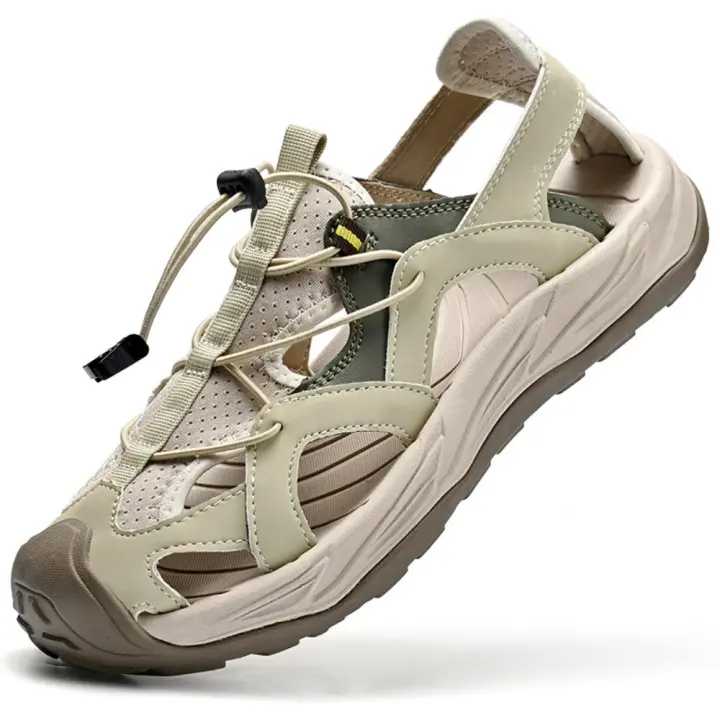 Sandalias de cuero de vaca casuales de gran tamaño, zapatos de playa de verano para hombres - 1