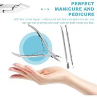 Scttomon Juego de 3 Cortacutículas de Acero Inoxidable con Empujador y Tenedor de Cutículas, Tijeras para Cutículas, Cortaúñas - details 2