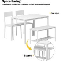 Juego de comedor de 4 piezas con mesa, 2 sillas y 1 banco. Conjunto de muebles de cocina de madera con estructura de acero. - details 12