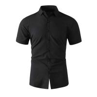 Nueva camisa de negocios de manga corta informal de color sólido para hombre, moda de verano, sin permanente, top cómodo y versátil - details 25