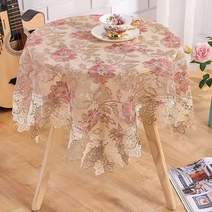 BATTILO Ense cubierta, rectangular circular lujosa mesa de comedor bordada mantel central, decoración del hogar de boda - 1
