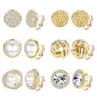 6 Pares Clip On Pendientes Cubic Zirconia Nudo de Perla Twist Clip On Pendientes sin perforar para las mujeres niñas Clip Pendientes Set - details 0