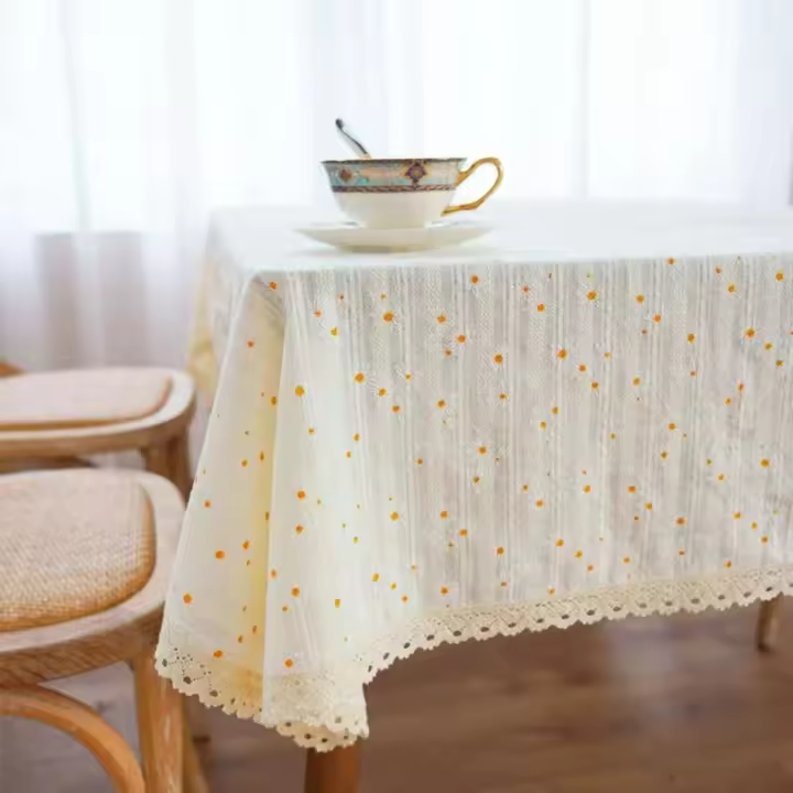 Tela de algodón de estilo coreano, decoración de café, mantel rectangular para mesa de cocina, restaurante de bodas - 1