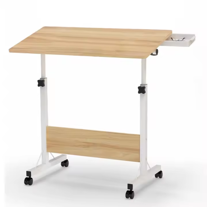 Mesa de Escritorio Moderna Altura Ajustable, Plegable con Ruedas, Madera y Acero - 1
