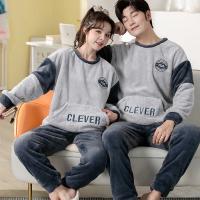 Conjunto de pijama de felpa de franela cálida para hombre y mujer, ropa de dormir de manga larga con cuello redondo, dibujos animados dulces, 32 estilos, Invierno - details 16