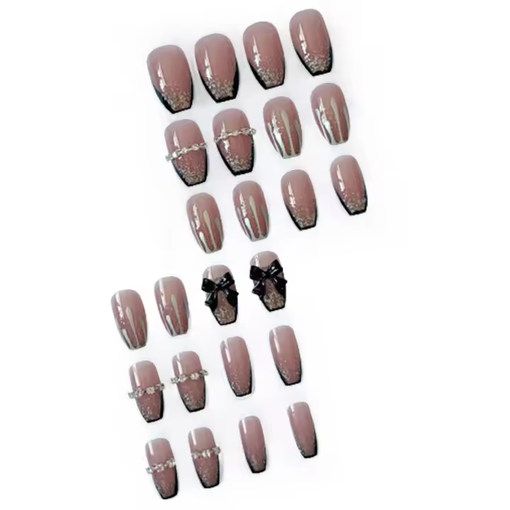 24PCS, uñas artificiales de estilo francés, uñas suaves a naturales para mujeres, arte de uñas, escuela, uso doméstico - 1