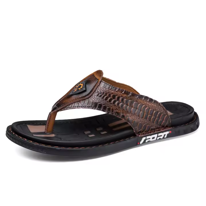 Chanclas informales de cuero para hombre, sandalias de playa para caminar - 1