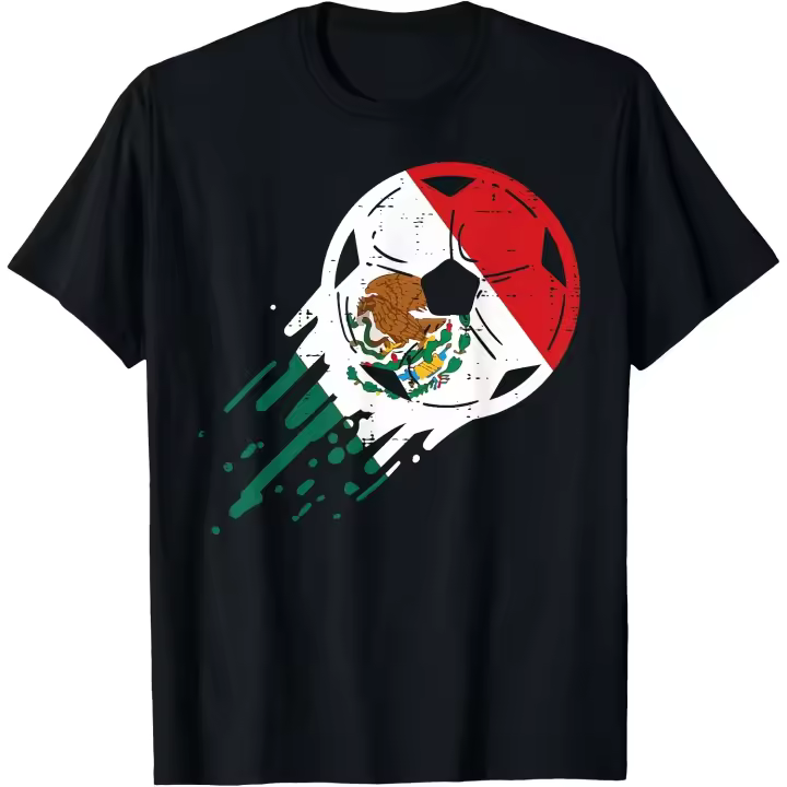 Bandera de México Balón de fútbol Mexicano Fanático del fútbol Hombres Mujeres Niños Camiseta Hombre Camiseta - 1