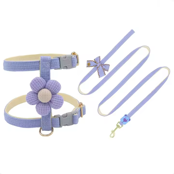 Dog Harness with Beauty Plush Florets Pet Training Cute Dog Harness - 1