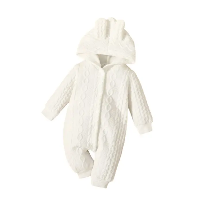 Body de invierno para bebé recién nacido niño y niña con capucha, camiseta larga, suéter, pelele unisex, ropa abrigada para otoño e invierno - 1