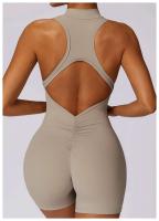 Monos deportivos sin mangas V Back Scrunch Traje de yoga de una pieza con cremallera - details 10