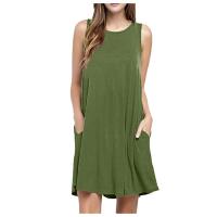 Vestido Casual De Verano Para Mujer Vestido De Playa Sin Mangas Con Bolsillos A-Line Hasta La Rodilla Vestido Suelto Para Fiesta - details 5