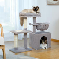 PAWZ Road Árbol para gatos 2 en 1 con poste rascador de Sisal, hamaca, condominio para gatos grande, casa tipo torre para gatos pequeños, tablero rascador para gatos de interior, juguetes para gatos - details 2