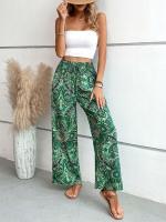 Pantalones de Verano Versátiles de Impresión Khaki Cintura Elástica, Legua Ancha, Comodidad Casual - details 8