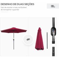 Parasol de Jardín con Manivela Ø295x250 cm Inclinable y Desmontable de Metal para Balcón Piscina Patio - details 20
