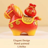 Adornos de caballo del zodiaco Kawaii, estatua de caballo de dibujos animados de resina giratoria hecha a mano, mascota del caballo, año del caballo - details 14