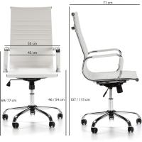 Londres reclinable Blanco, Piel sintética, Silla ejecutiva con reposacabezas y conjín engrosados, Altura - details 2