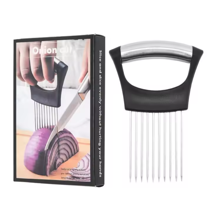 Aguja para alimentos de acero inoxidable, herramienta de corte, cortador de cebolla negra, rebanador de carne - 1