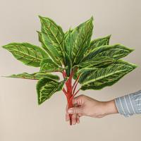 13 hojas artificiales de Scindapsus, elegantes y realistas hojas de plantas verdes falsas, plantas grandes de plástico simuladas - details 1