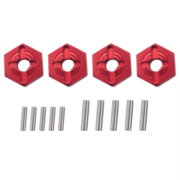 Aluminum Alloy 12mm Combiner Wheel Hub Hex Adapter Upgrades for 144001 1/14 RC Car Spare Parts,Red - 1