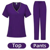 Ropa de trabajo para salón de belleza y enfermera médica, bata clínica, Top + pantalón, Túnica de enfermería para médico de Spa, traje, uniformes quirúrgicos, conjunto exfoliante para mujer - details 5