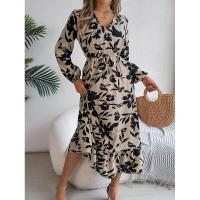 Vestidos de moda con cuello en V Vestido estético de manga larga con volantes florales para mujer, nuevo en oferta - details 2