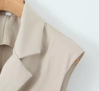 Conjunto de Dos Piezas para Mujer OUWU Chaleco Corto con Lazo y Pantalones Rectos de Cintura Alta con Cremallera Moda Urbana Chic - details 6