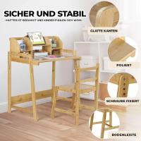 Escritorio de Bambú Ajustable para Niños Set de Mesa y Silla con Soporte de Libros y Espacio de Almacenamiento - details 5