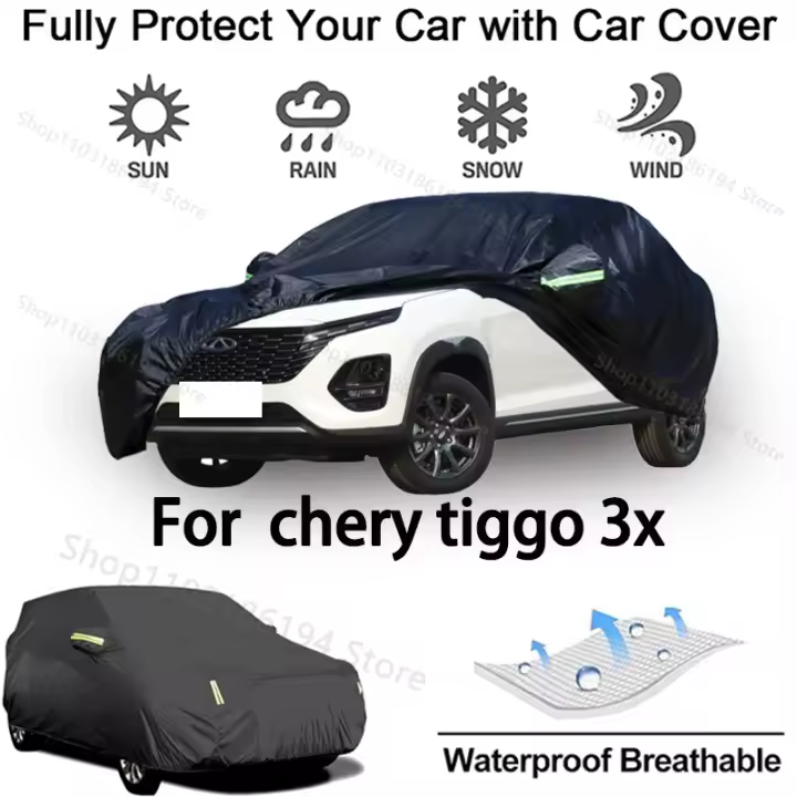 Cubierta completa para coche para Chery Tiggo 3X equipo protector para exteriores-parasol a prueba de nieve accesorios para automóviles impermeables y a prueba de polvo-negro - 1
