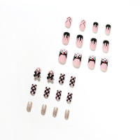 Parche para uñas de llama negra de 24 piezas, decoración perfecta, uñas postizas de larga duración para regalo de Navidad y Año Nuevo - details 2