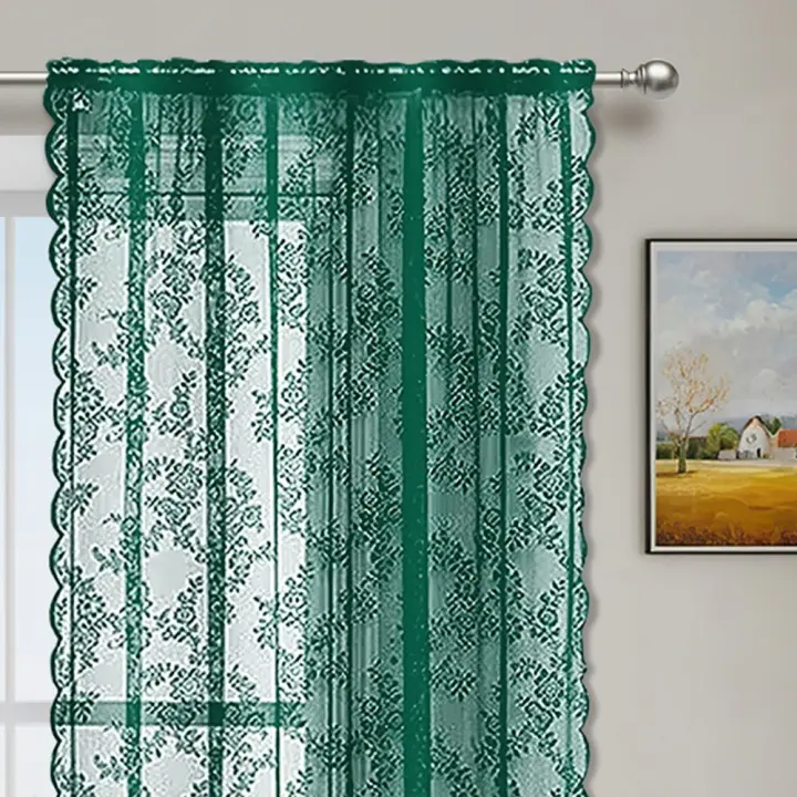 Cortina transparente de encaje Vintage, cortinas de gasa bordadas para ventana, estilo francés, cortina de tul romántica para dormitorio - 1