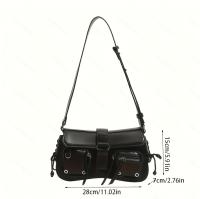 Bolso de mano ajustable para mujer con cierre magnético - Elegante bolso bandolera negro, múltiples compartimentos con cremallera y forro de poliéster para uso informal y profesional - details 5
