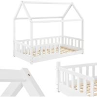 Cama Infantil Marli 80 x 160 cm Protección Antcaída Somier Techo Madera Maciza Blanco - details 0