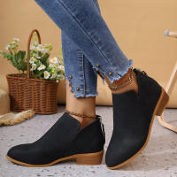 Zapatos de mujer de talla grande para las cuatro estaciones, estilo británico, color sólido, punta puntiaguda, casuales, con cremallera trasera, tacón bajo, tacón grueso, zapatos individuales 2025. - details 4