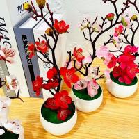 Decoración ta de simulación de estilo chino, plantas artificiales de invierno con eta, para salón, armario, 1 unidad - details 1