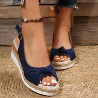 Nuevas sandalias casuales de cuña con lazo de cuerda de cáñamo de gran tamaño para mujer - details 2