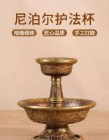 Soporte de cobre puro nepalí tallado a mano con incrustaciones de oro, soporte de lámpara de mantequilla de estilo tibetano, precio especial, tamaño a elegir - details 1