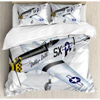 Funda de Avión de Combate Nórdico Tamaño King/Queen Juego de Cama Volador para Niños, Adolescentes y Niños Funda de Edredón Moderna y Fresca - details 2