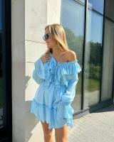 Tossy-minivestido blanco con volantes y cuello en V para mujer, vestido elegante de manga larga con retazos, cintura alta, con cordones - details 25